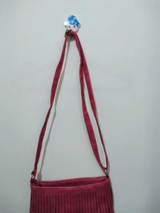 Hot pink Fringe Sling Bag