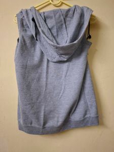 Red and Gray Sleeveless Hoodie