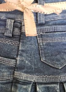 Denim Skirt with Bow Detail