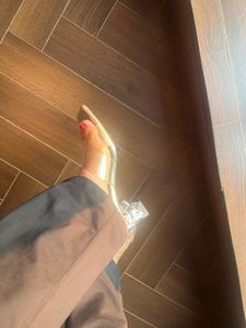 Zara Silver &amp; Clear Slide Sandals