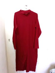 Maroon Ribbed Midi Dress
