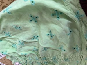 Green Floral Puff Sleeve Crop Top