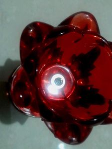 Vintage Red Glass Flower Candle Holder