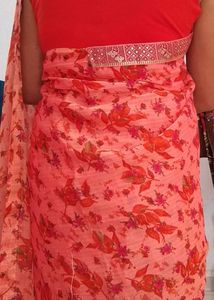 Printed Saree In Carrot 🥕 Colour