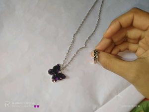 Beautiful Chain With Butterfly Pendent And Ring