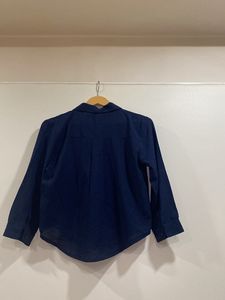 Navy Blue Crop Type Shirt With Cute Cat Print