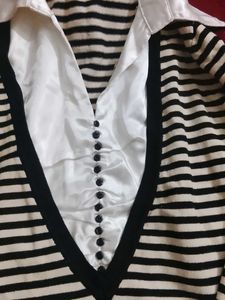 Striped Knit Top with Collar