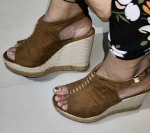 Brown Wedge Heel Sandals