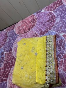 Yellow Embellished Saree