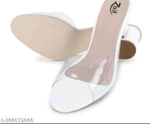 White Block Heel Mules