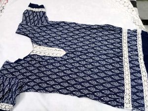 Boho Blue Print Short Kurti