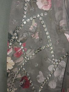 Lime Green Sharara Set With Long Jacket