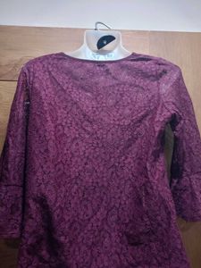Maroon Floral Lace Top