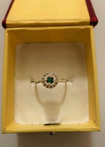 Emerald Halo Ring pure silver # fixed price