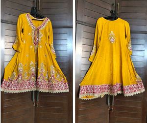Mustard Gota Patti Embroidered Kurta Set