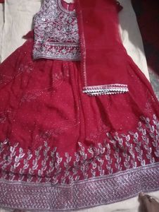 Elegant Red pink Lehenga Choli 32 size Set