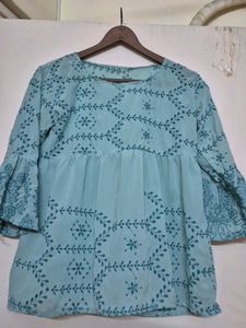 Embroidery Blue Top