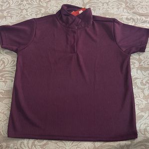 Maroon Ribbed High Neck Top
