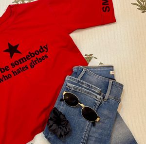 Red Graphic Tee &amp; Denim Bundle