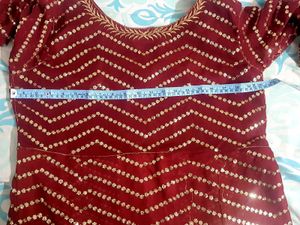 Elegant Maroon Sequin Embellished Dress