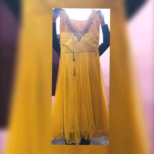 WOMEN&#39;S BEAUTIFUL MAXI DRESH,PARTY,HALDI(MUSTARD)