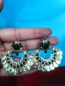 Green &amp; Gold Earrings