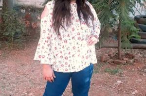 White Floral Cold Shoulder Top