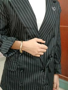 H&amp;M Striped Black Blazer