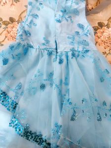Blue Sequin Flower Girl Dress