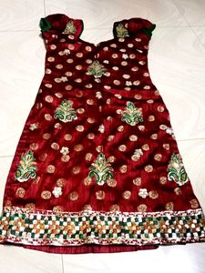 Maroon & Gold Embellished Indian Dress