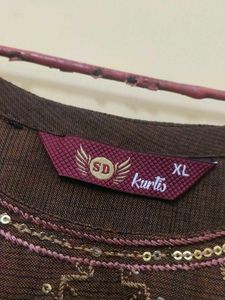Brown Embroidered Kurta