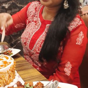 Red Embroidered Kurta