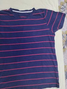 Coral &#39;Future&#39; Graphic and Blue Striped tee