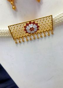 Beautiful Brass Zaali Work Jwellery Set For Girls