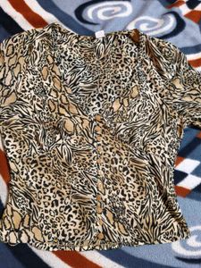 Animal Print Button-Down Top