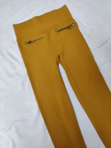 Mustard Zipper Detail Jeggings