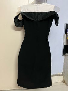 Korean Pintrest Princess Neck Black &amp; White Dress