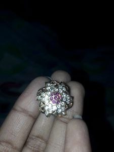 golden studs for women with pink white diamond