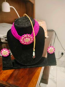 Pink Beaded Jewelry Set Never Used