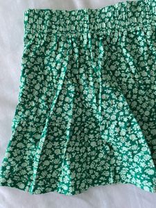 Green Floral Mini Skirt