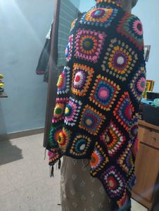 Colorful Crochet Granny Square Shawl
