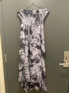 Tie-Dye Strapless Midi Dress