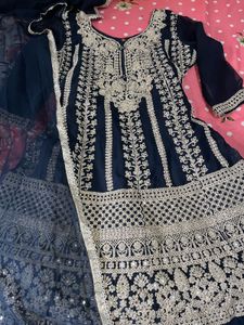 Beautiful 😍 Blue Heavy Party Wear Sarara Suit