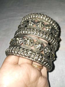 Silver Cap Design Plated Bangles
