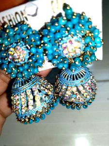Blue Jhumka Earrings