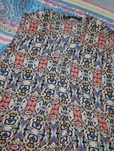 A Line Multicolour Floral Long Top