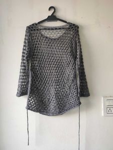 Knit Crochet Bell Sleeves Pullover/ Top