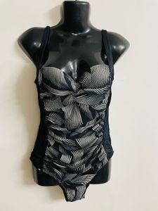 Black N White Print Bodysuit/Swimwear