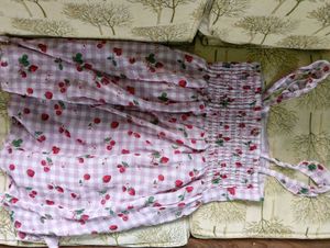 Girls Lavender Lolita Cherry Checkered Dress