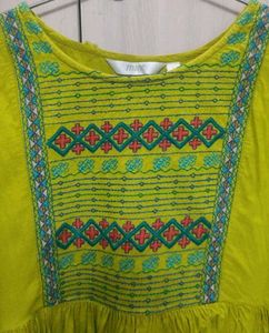 Chartreuse Embroidered Peasant Top